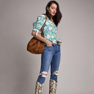 Perseverance London Mambo Floral Puff Sleeve Top Size 8